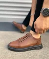 JY0535 Prime Bağcıklı Cilt Erkek Günlük Sneaker Ayakkabı CST - Taba