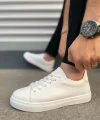 JY122 Mode Bağcıklı Cilt Erkek Günlük Sneaker Ayakkabı CBT - Beyaz