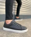 JY122 Mode Bağcıklı Cilt Erkek Günlük Sneaker Ayakkabı CBT - Siyah