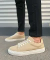 JY122 Mode Bağcıklı Süet Erkek Günlük Sneaker Ayakkabı SBT - Bej