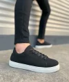 JY122 Mode Bağcıklı Süet Erkek Günlük Sneaker Ayakkabı SBT - Siyah