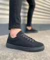 JY122 Mode Bağcıklı Süet Erkek Günlük Sneaker Ayakkabı SST - Siyah
