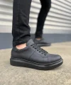 JY151 Boost Bağcıklı Cilt Erkek Günlük Sneaker Ayakkabı CST - Siyah
