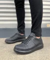 JY151 Boost Bağcıklı Cilt Erkek Günlük Sneaker Ayakkabı CST - Siyah