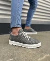 JY152 Cool Bağcıklı Keten Erkek Günlük Spor Klasik Ayakkabı KBT - Gri