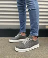 JY152 Cool Bağcıklı Keten Erkek Günlük Spor Klasik Ayakkabı KBT - Gri