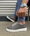 JY152 Cool Bağcıklı Keten Erkek Günlük Spor Klasik Ayakkabı KBT - Gri