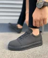JY152 Cool Bağcıklı Keten Erkek Günlük Spor Klasik Ayakkabı KST - Siyah