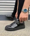 JY152 Cool Bağcıklı Rugan Erkek Günlük Spor Klasik Ayakkabı RST - Siyah
