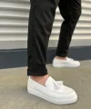 JY153 Bloom Bağcıksız Püsküllü Cilt Erkek Günlük Spor Klasik Ayakkabı CBT - Beyaz