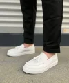 JY153 Bloom Bağcıksız Püsküllü Cilt Erkek Günlük Spor Klasik Ayakkabı CBT - Beyaz