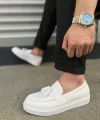 JY153 Bloom Bağcıksız Püsküllü Cilt Erkek Günlük Spor Klasik Ayakkabı CBT - Beyaz