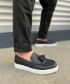 JY153 Bloom Bağcıksız Püsküllü Cilt Erkek Günlük Spor Klasik Ayakkabı CBT - Siyah