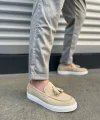 JY153 Bloom Bağcıksız Püsküllü Süet Erkek Günlük Spor Klasik Ayakkabı SBT - Krem