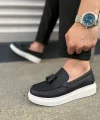 JY154 Blaze Bağcıksız Püsküllü Cilt Erkek Günlük Spor Klasik Ayakkabı CBT - Siyah