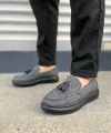 JY154 Blaze Bağcıksız Püsküllü Keten Erkek Günlük Spor Klasik Ayakkabı KST - Gri