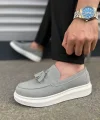 JY154 Blaze Bağcıksız Püsküllü Süet Erkek Günlük Spor Klasik Ayakkabı SBT - Gri
