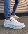 JY155 Warrior Bağcıklı ve Fermuarlı Cilt Erkek Günlük Sneaker Ayakkabı CBT - Beyaz