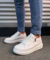 JY155 Warrior Bağcıklı ve Fermuarlı Cilt Erkek Günlük Sneaker Ayakkabı CBT - Beyaz