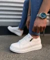 JY155 Warrior Bağcıklı ve Fermuarlı Cilt Erkek Günlük Sneaker Ayakkabı CBT - Beyaz