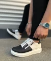 JY155 Warrior Bağcıklı ve Fermuarlı Cilt Erkek Günlük Sneaker Ayakkabı CBT - Beyaz/Siyah