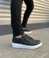 JY155 Warrior Bağcıklı ve Fermuarlı Cilt Erkek Günlük Sneaker Ayakkabı CBT - Siyah