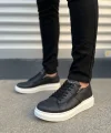 JY155 Warrior Bağcıklı ve Fermuarlı Cilt Erkek Günlük Sneaker Ayakkabı CBT - Siyah