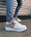 JY155 Warrior Bağcıklı ve Fermuarlı Cilt Süet Erkek Günlük Sneaker Ayakkabı CSBT - Beyaz/Gri