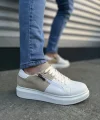 JY155 Warrior Bağcıklı ve Fermuarlı Cilt Süet Erkek Günlük Sneaker Ayakkabı CSBT - Beyaz/Krem