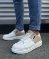 JY155 Warrior Bağcıklı ve Fermuarlı Cilt Süet Erkek Günlük Sneaker Ayakkabı CSBT - Beyaz/Krem