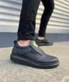 JY161 Hippo Bağcıksız Cilt Erkek Günlük Sneaker Ayakkabı CST - Siyah