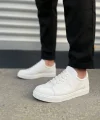 JY165 Elite Bağcıklı Cilt Erkek Günlük Sneaker Ayakkabı CBT - Beyaz