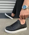 JY165 Elite Bağcıklı Cilt Erkek Günlük Sneaker Ayakkabı CBT - Siyah
