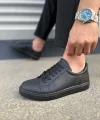 JY165 Elite Bağcıklı Cilt Erkek Günlük Sneaker Ayakkabı CST - Siyah