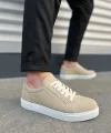 JY165 Elite Bağcıklı Süet Erkek Günlük Sneaker Ayakkabı SBT - Krem