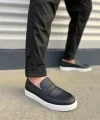 JY180 Estilo X Bağcıksız Cilt Erkek Günlük Spor Klasik Ayakkabı CBT - Siyah