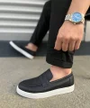 JY180 Estilo X Bağcıksız Cilt Erkek Günlük Spor Klasik Ayakkabı CBT - Siyah