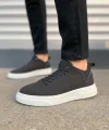 JY204 Flex Bağcıklı Keten Kumaş Erkek Günlük Sneaker Ayakkabı KBT - Siyah