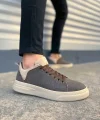JY204 Flex Bağcıklı Keten Kumaş Erkek Günlük Sneaker Ayakkabı KKT - Kahverengi/Krem