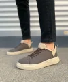 JY204 Flex Bağcıklı Keten Kumaş Erkek Günlük Sneaker Ayakkabı KKT - Kahverengi/Krem