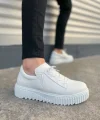 JY502 Bold Bağcıklı Cilt Erkek Günlük Sneaker Ayakkabı CBT - Beyaz