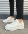JY502 Bold Bağcıklı Cilt Erkek Günlük Sneaker Ayakkabı CBT - Beyaz