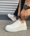 JY502 Bold Bağcıklı Cilt Erkek Günlük Sneaker Ayakkabı CBT - Beyaz