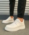 JY03 Luxor Bağcıklı Cilt Erkek Günlük Spor Klasik Ayakkabı CBT - Beyaz