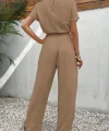 Kadın Aerobin Kumaş Bel Lastik Detaylı Pantolonlu Takım