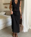 Kadın Aerobin Kumaş Eteği Yırtmaçlı ön Bağlama Detaylı Takım