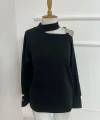 Kadın Akrilik Kumaş Toka Detaylı Oversize Bluz