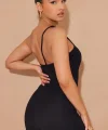 Kadın Asimetrik Askılı Mini Kaşkorse Bodycon Tulum