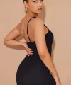 Kadın Asimetrik Askılı Mini Kaşkorse Bodycon Tulum