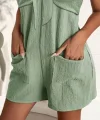 Kadın Askı Aksesuarlı önü Bağlama Detay Salopet şort Tulum